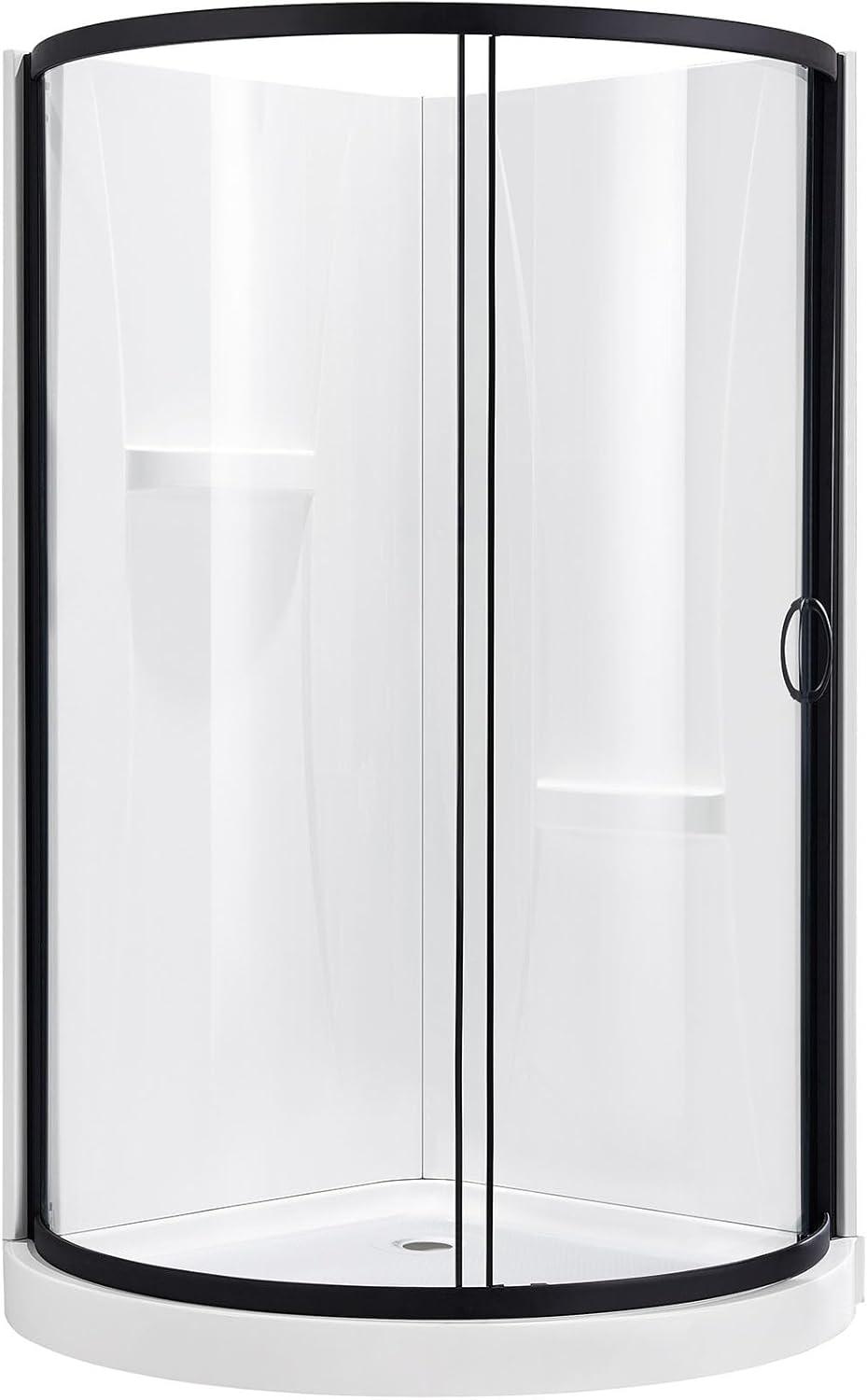 Breeze 38 in. Corner Shower Kit with Clear Glass Panels, Walls and Base included