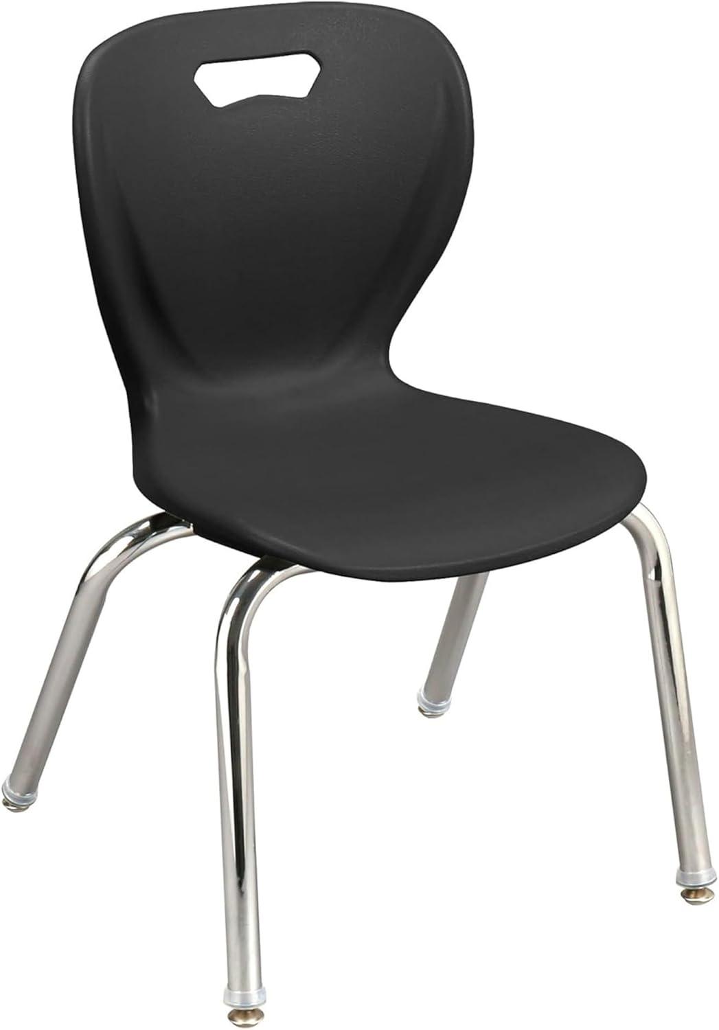 Black Plastic Stacking Classroom Chairs with Chrome Legs, Set of 4