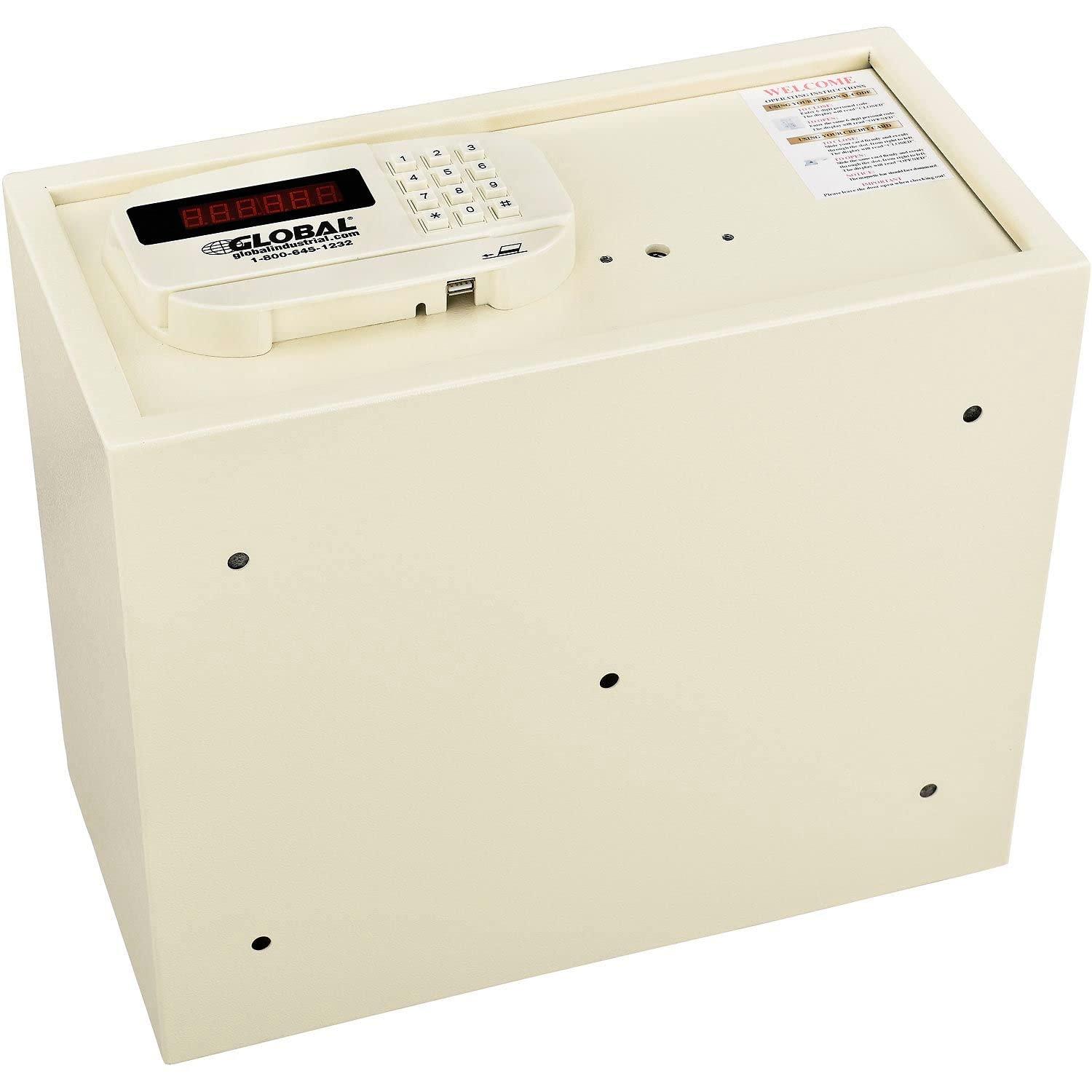 Global Industrial Personal Hotel Safe Electronic Lock with Card Slot Keyed Alike, White - 18 x 15 x 9 in.