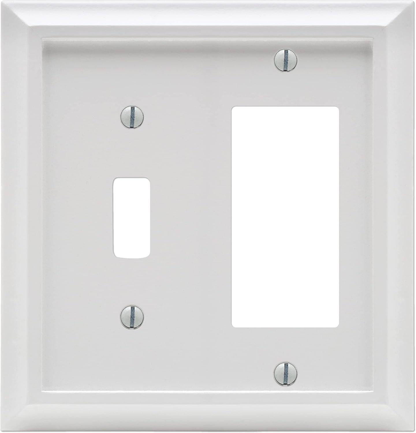 Amerelle 2040TRW Deerfield Wallplate, 1 Toggle / 1 Rocker, Wood, White, 1-Pack