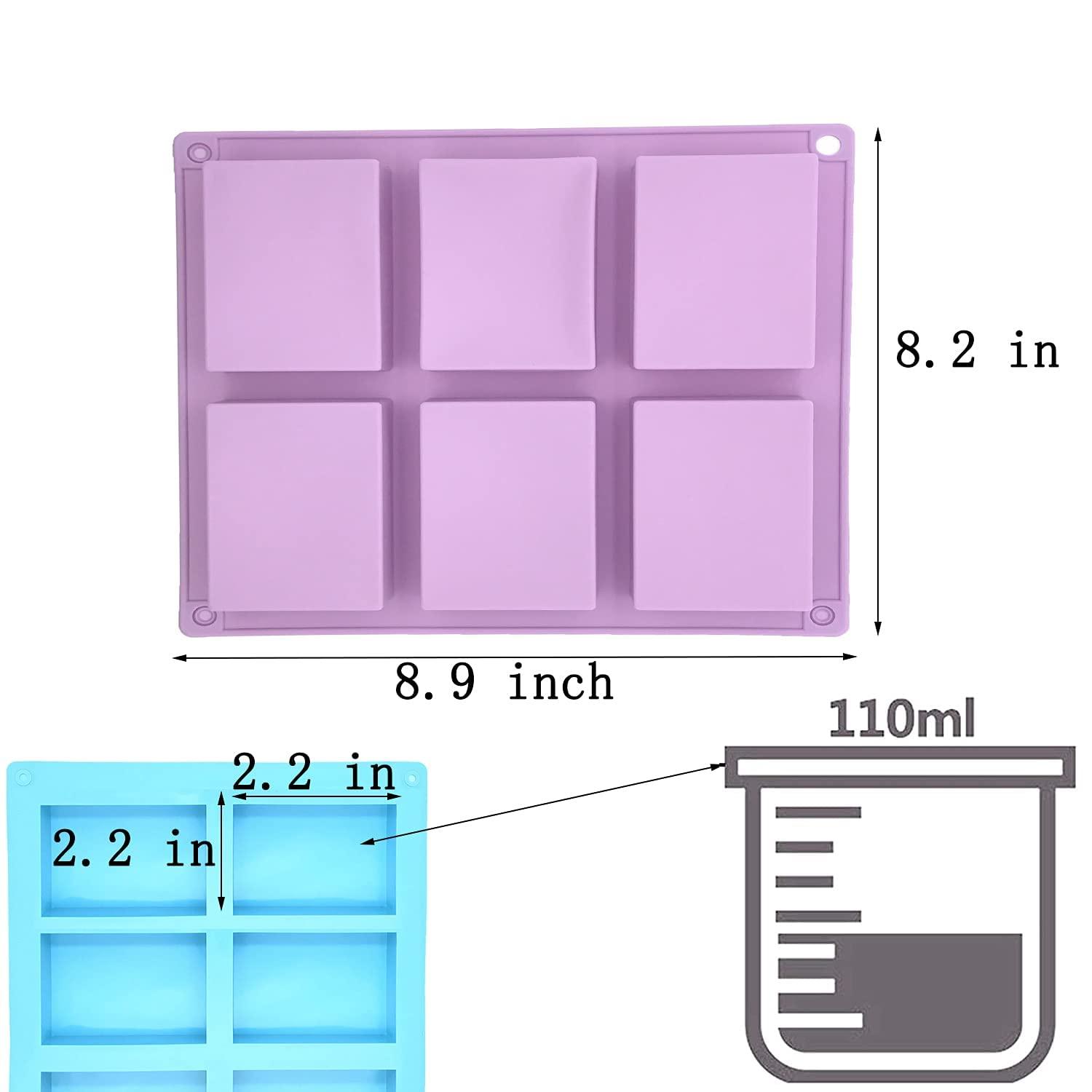 3 Pack Silicone Soap Molds, 6 Cavities Rectangle Silicone Soap Molds, Great for Homemade Craft Soap Mold, Chocolate Mold, Cake Mold & Ice Cube Tray - Just Pop Out(Pink & Blue & Purple)