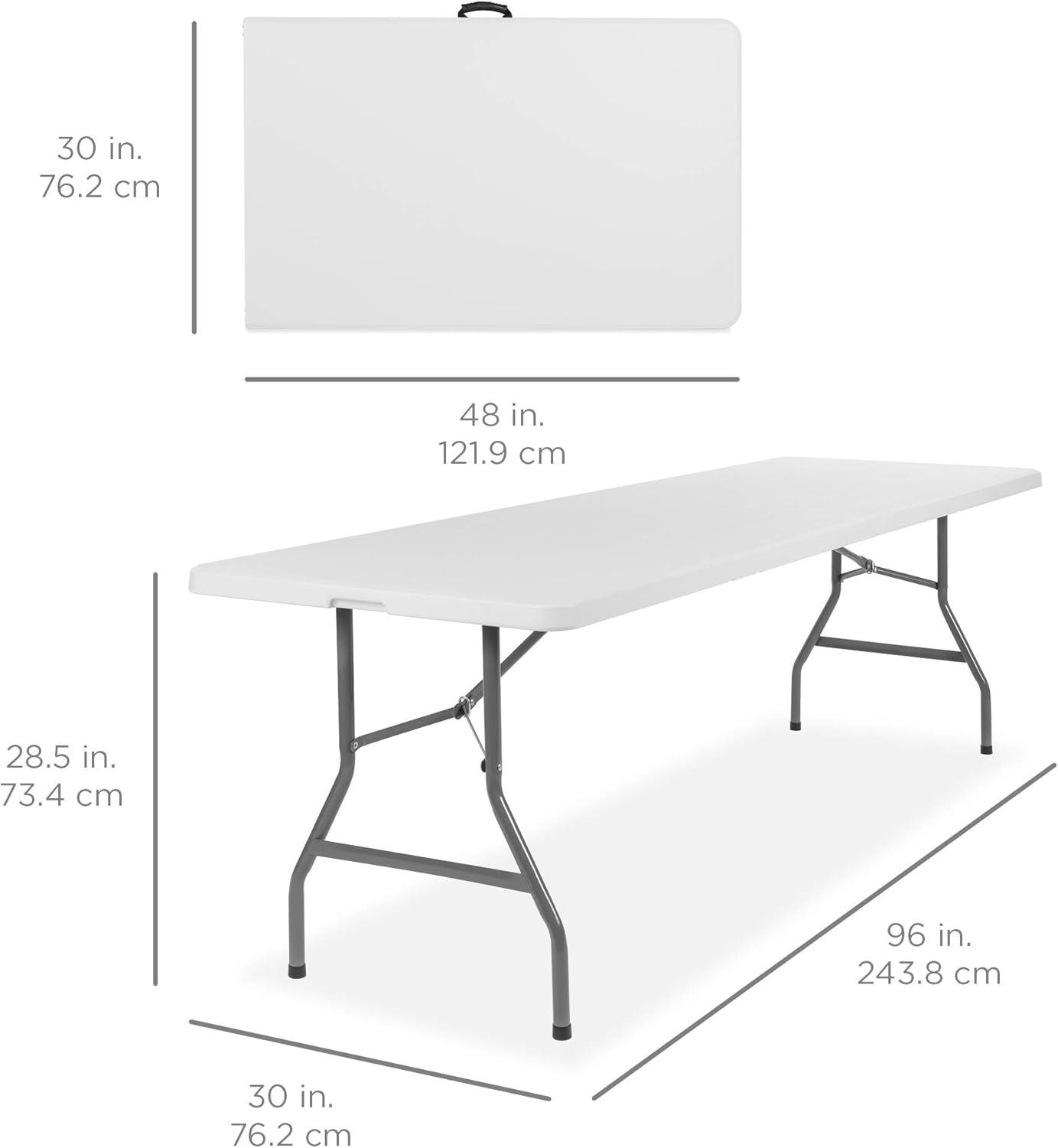 Best Choice Products 8ft Plastic Folding Table, Indoor Outdoor Heavy Duty Portable w/ Handle, Lock for Picnic