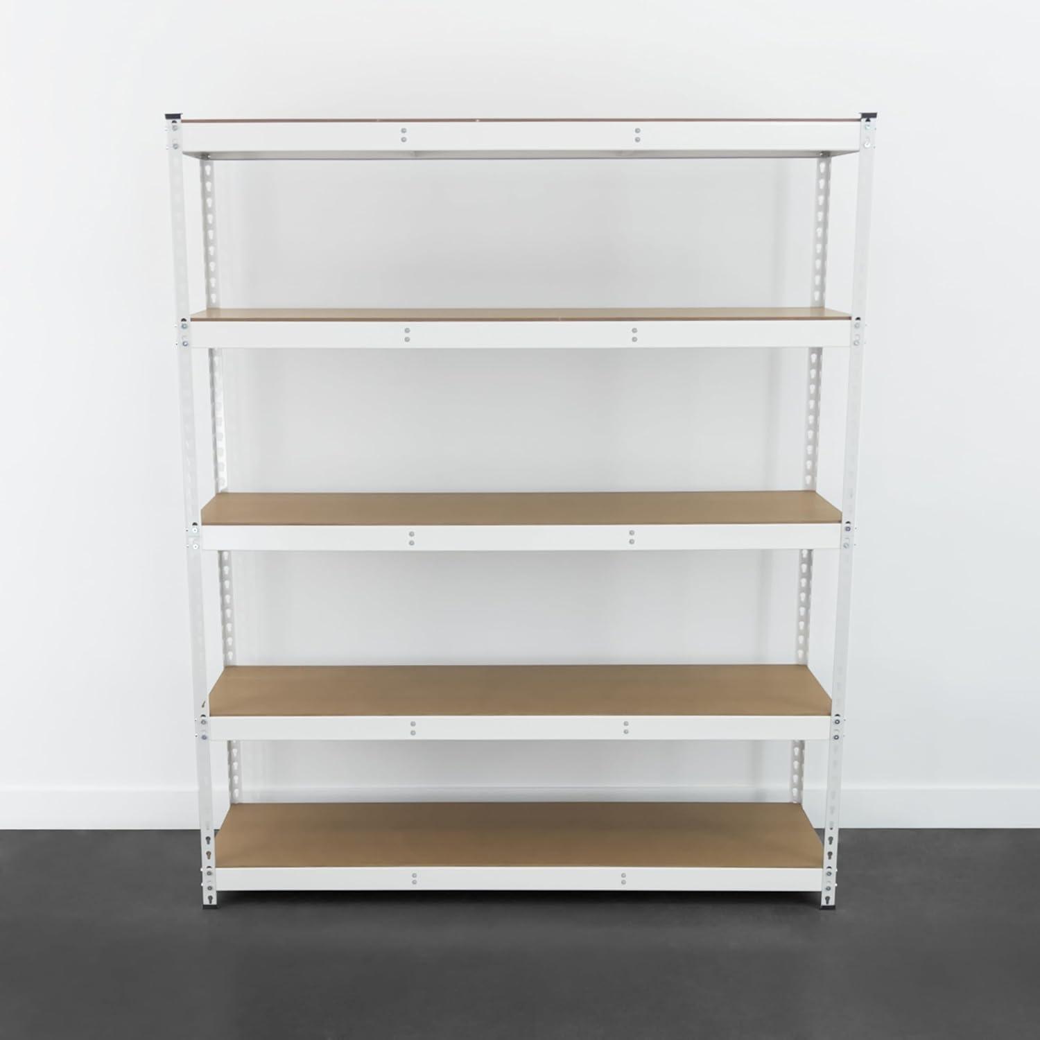 Modular White Steel Rivet Garage Shelving Unit 60" x 72"