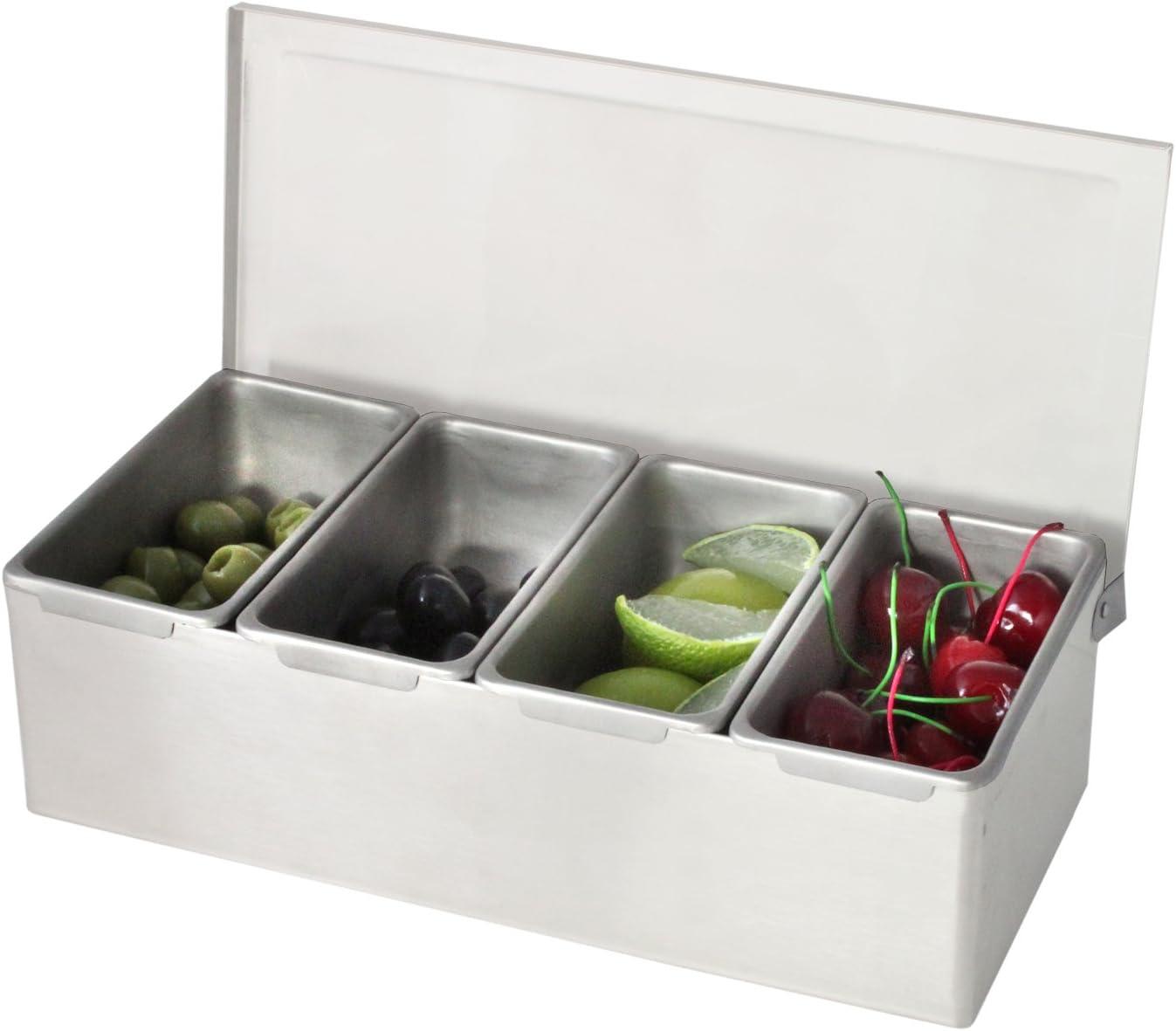 Stainless Steel 6-Compartment Condiment Organizer with Lid