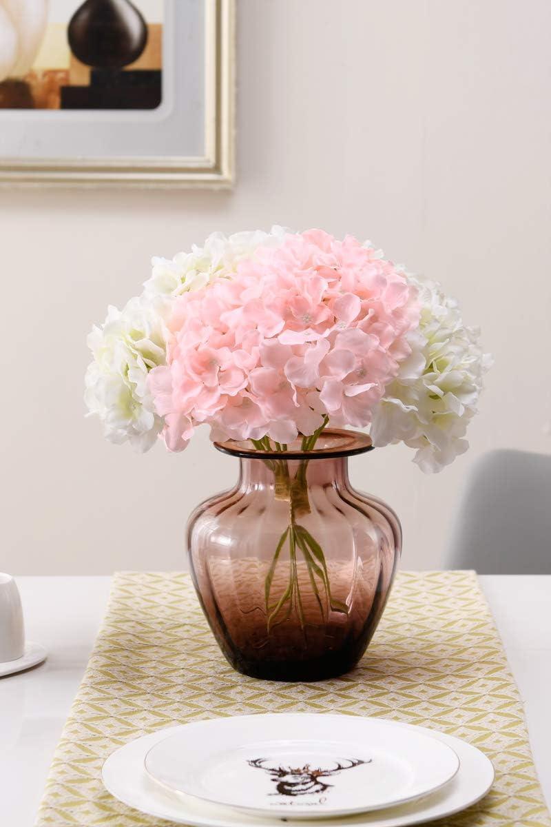 TITOUMI Hydrangea Silk Flowers Heads Blush Pack of 10 Full Hydrangea Flowers Artificial with Stems for Wedding Home Party Shop Baby Shower Décor