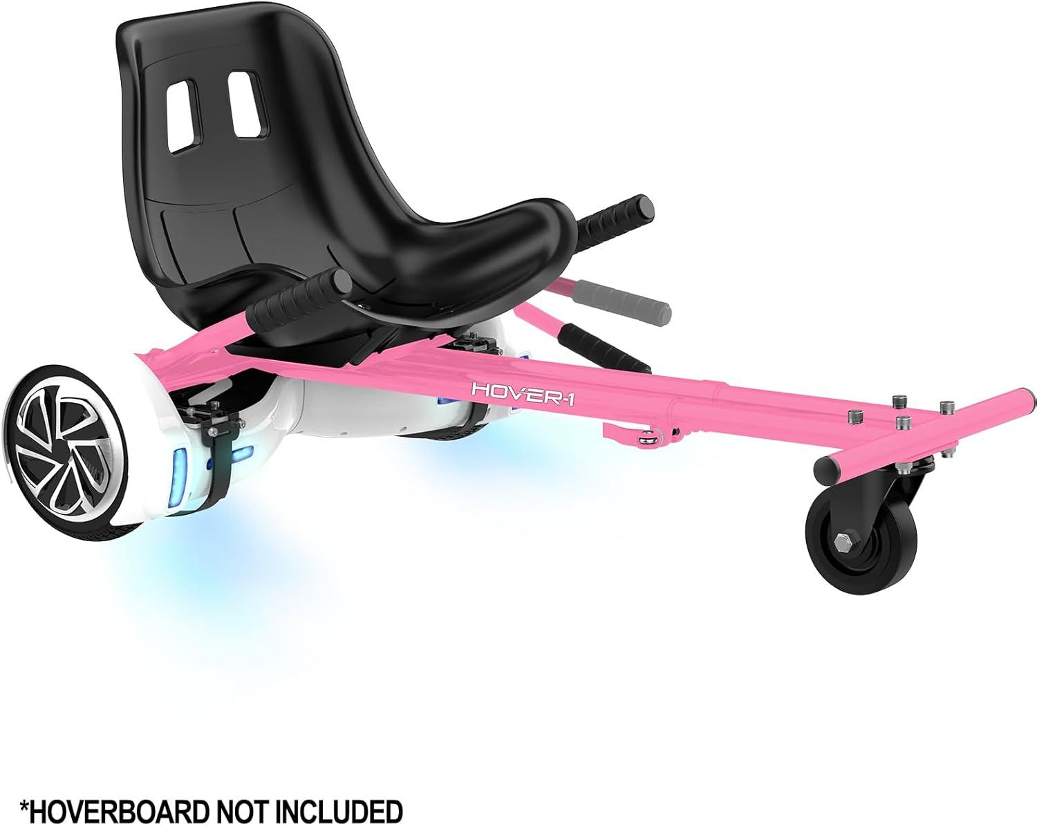 Pink Adjustable Hoverboard Go Kart Attachment with Hand-Operated Control