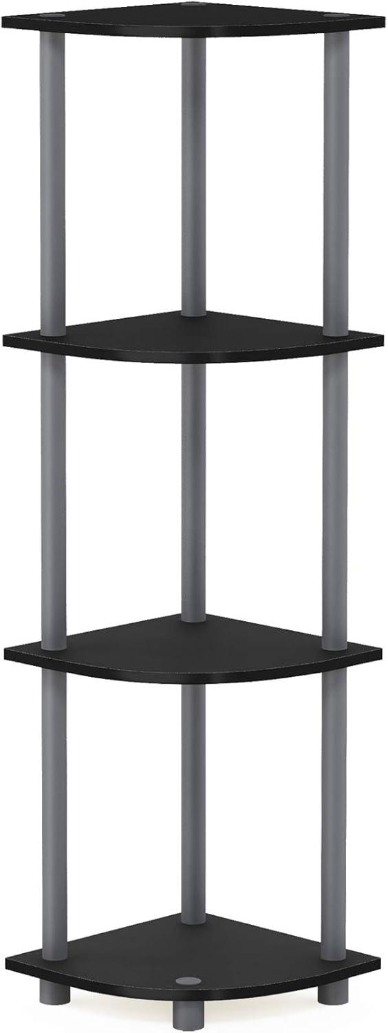 Furinno Durable 11.6 W x 11.6 D x 43.5 H 4-Shelf Freestanding Shelving Unit, Black and Gray