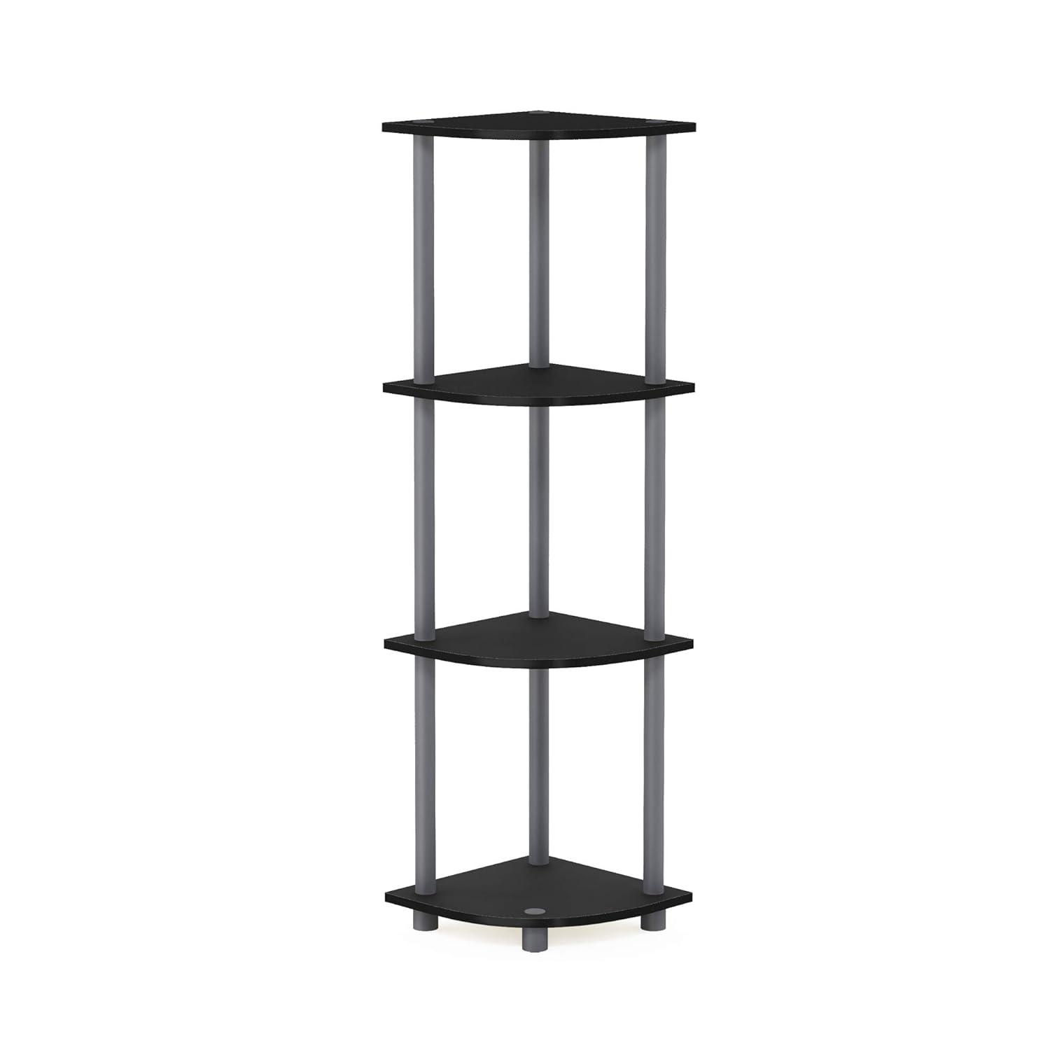 Furinno Durable 11.6 W x 11.6 D x 43.5 H 4-Shelf Freestanding Shelving Unit, Black and Gray