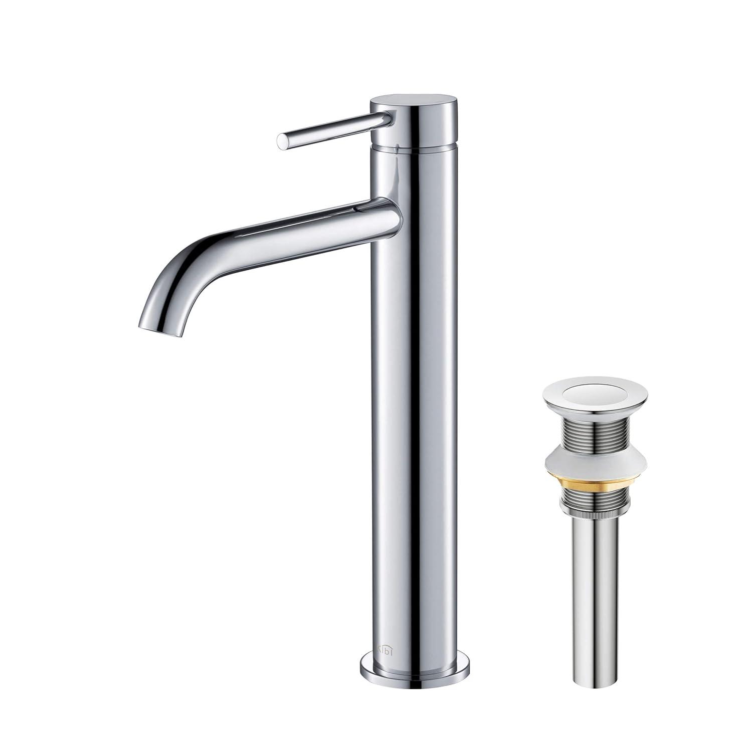KIBI C-KBF1009CH-KPW101CH Circular Vessel Sink Faucet Single-handle Bathroom Faucet