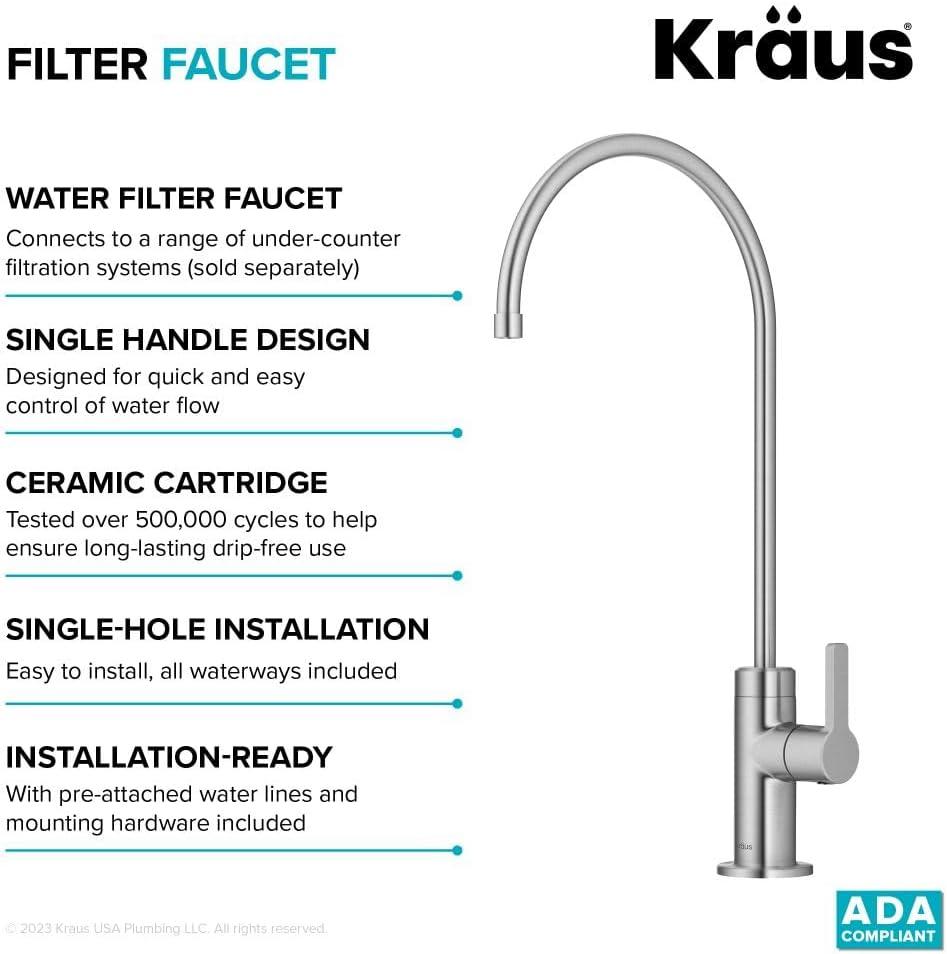 KRAUS Oletto Single Handle Drinking Water Filter Faucet for Reverse Osmosis