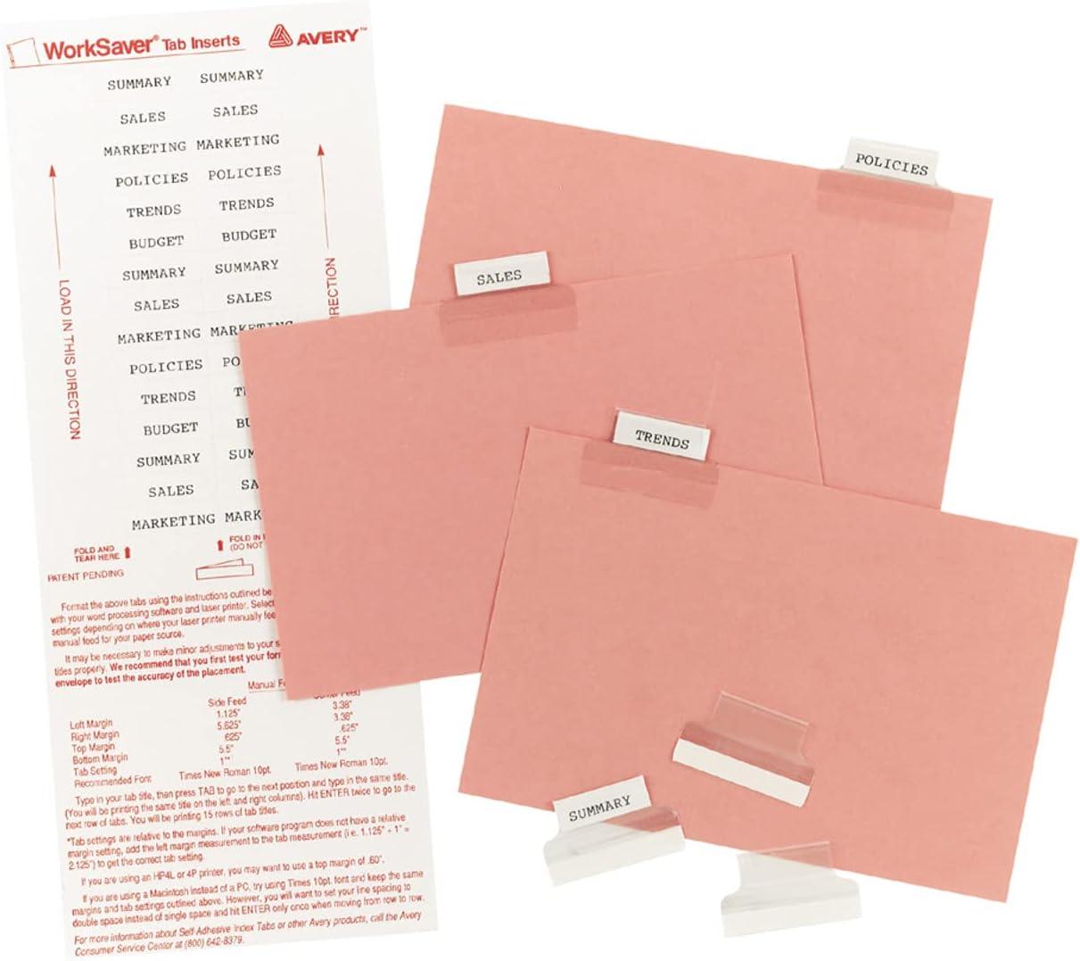 Avery Insertable Index Tabs with Printable Inserts One Clear Tab 25/Pack 16221