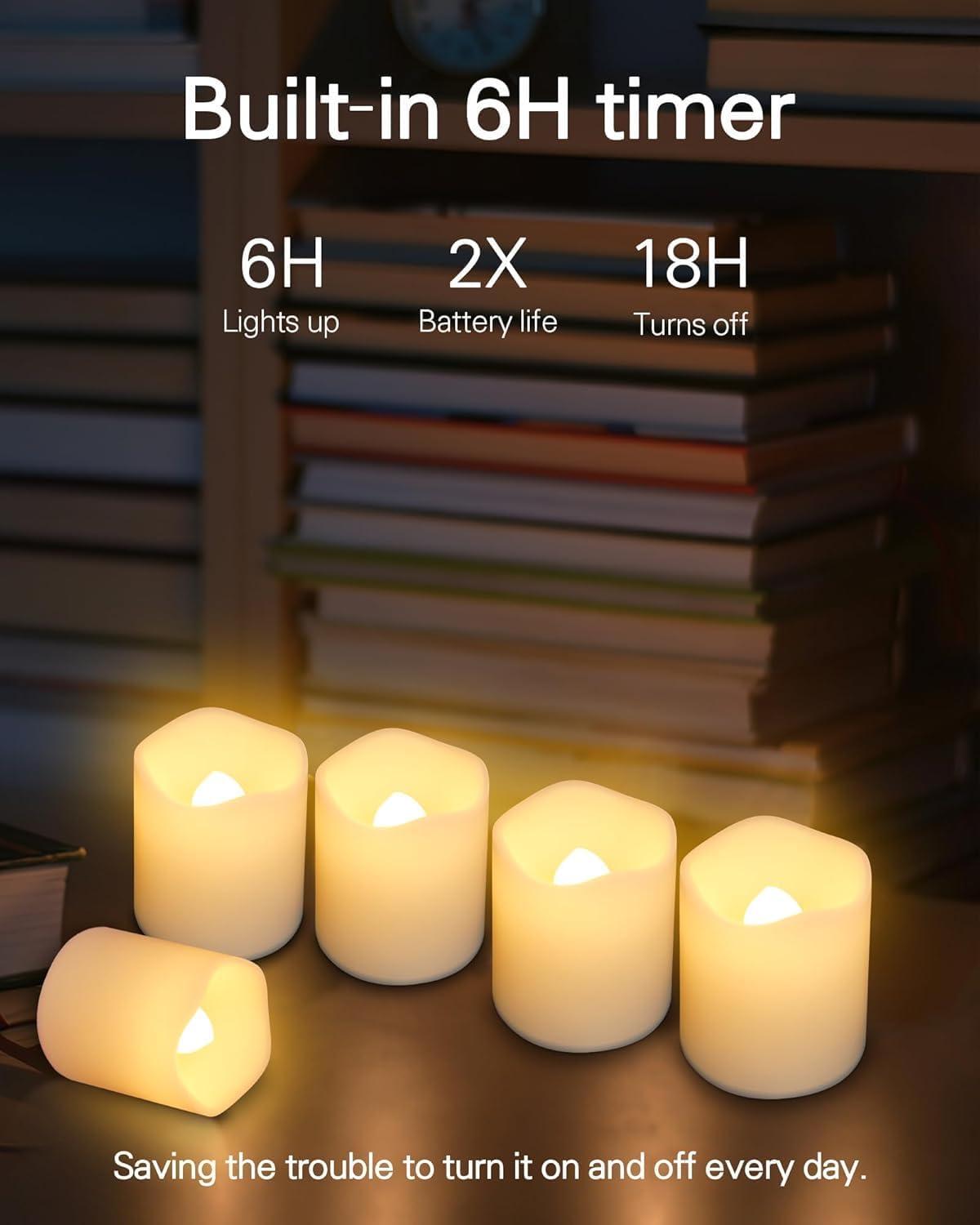 Warm White Flameless LED Tealight Candles, 24 Pack