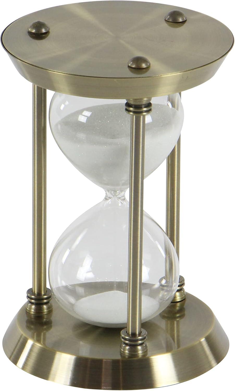 DecMode 6" x 9" Brass Metal Hourglass Sand Timer, 1-Piece