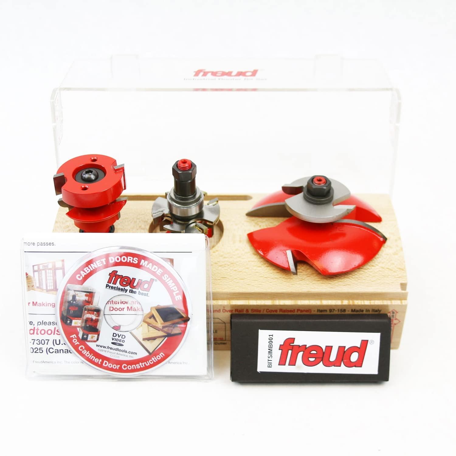 Freud 3-Piece Adjustable Cabinet Door Router Bit Set