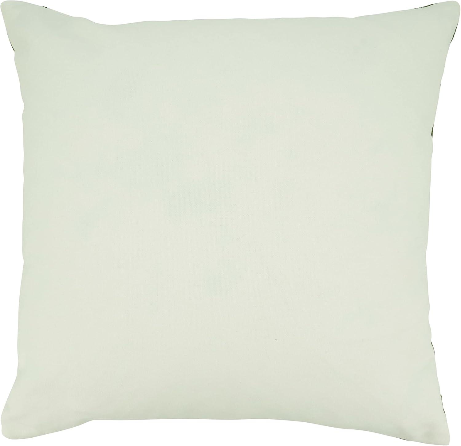 22" Green and White Embroidered Square Throw Pillow