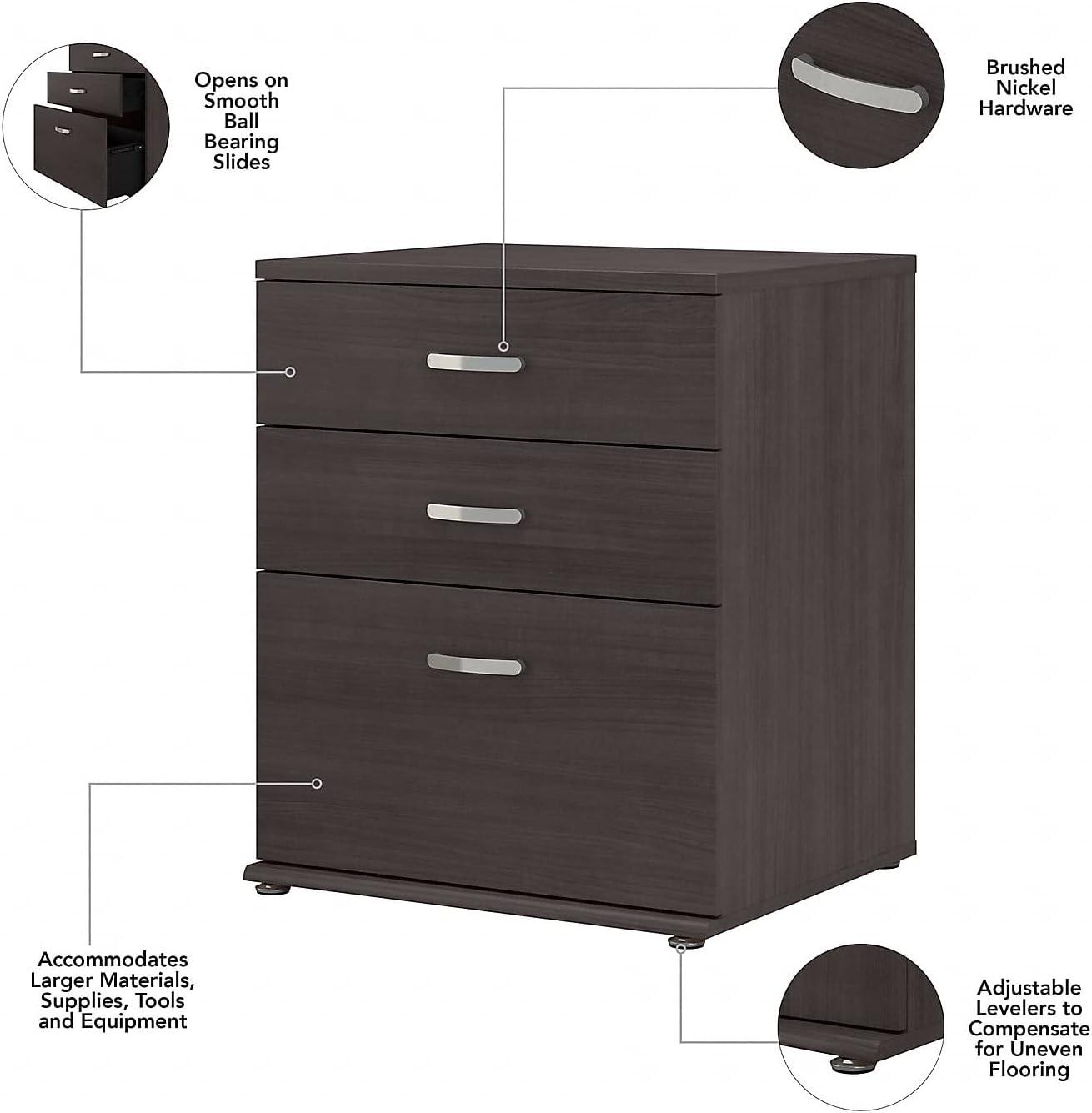 Universal Floor Storage Cabinet with Drawers in Storm Gray - Engineered Wood