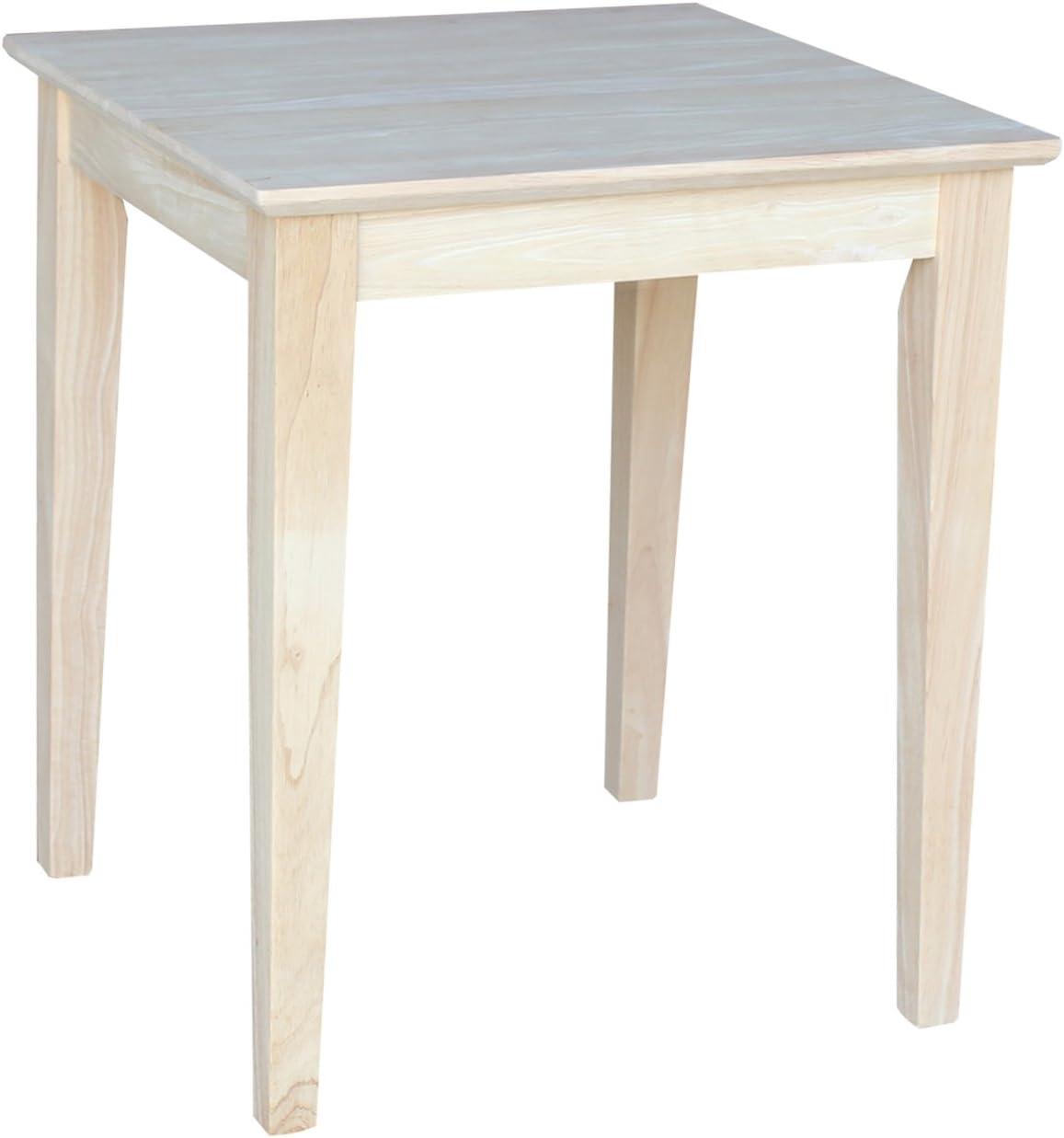 International Concepts Shaker Tall End Table: Hardwood Square Unfinished Accent Furniture