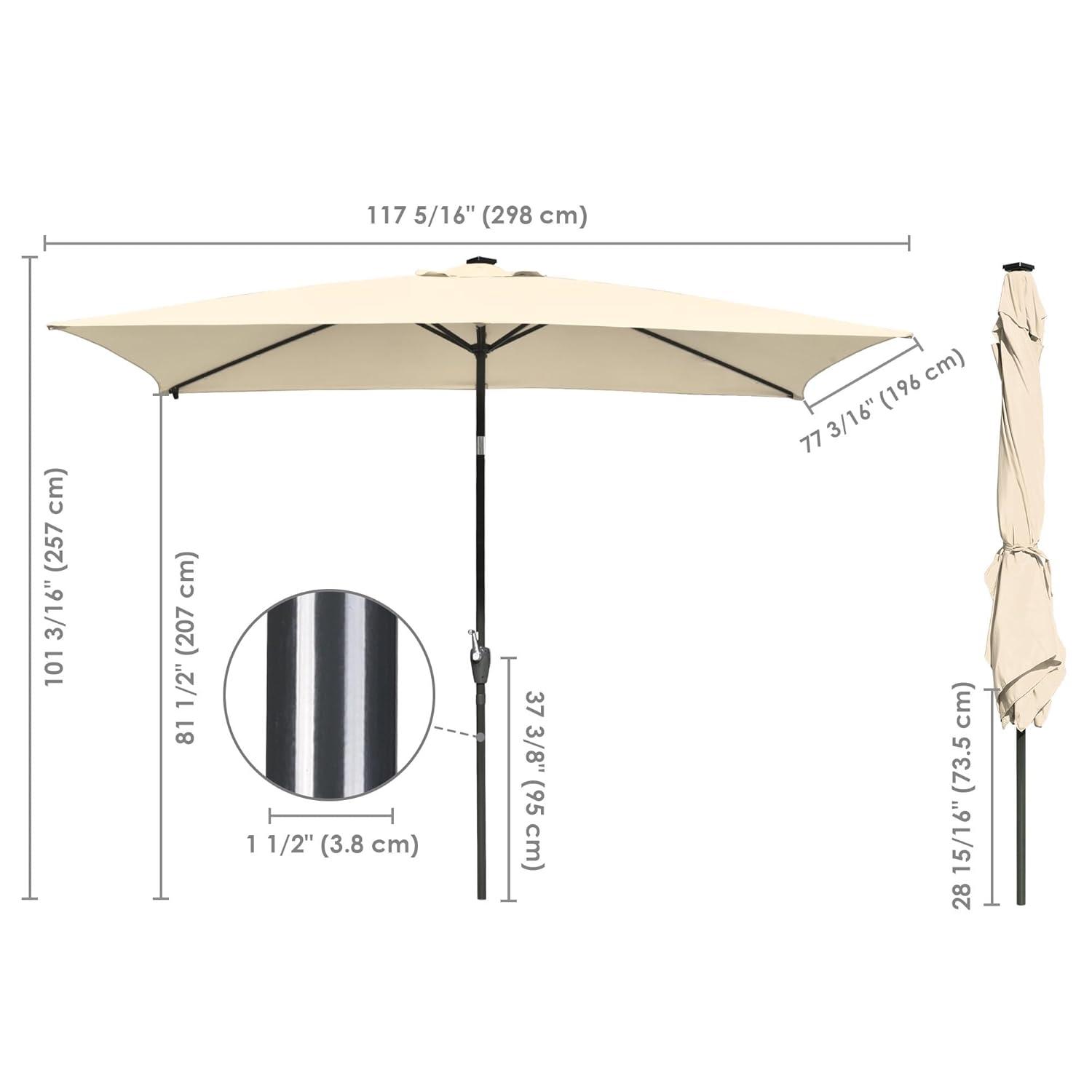 Latitude Run® 9 Feet Patio LED Solar Umbrella With Crank