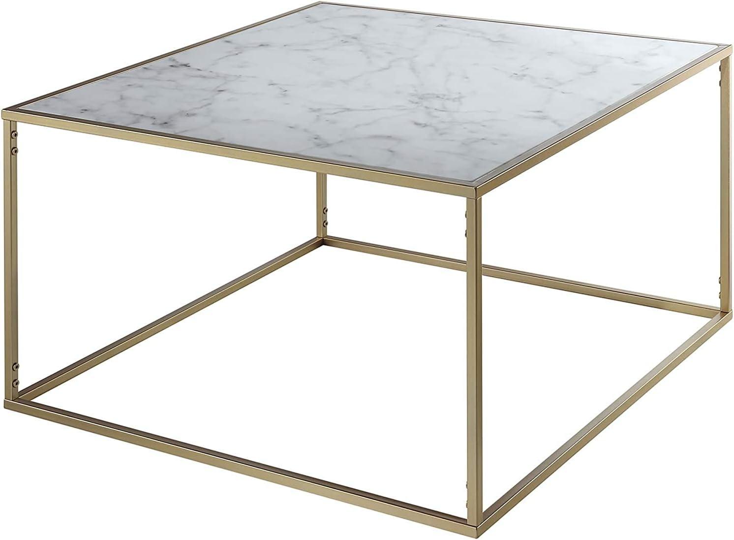 Convenience Concepts Gold Coast Faux Marble Coffee Table, Gold/Faux Marble