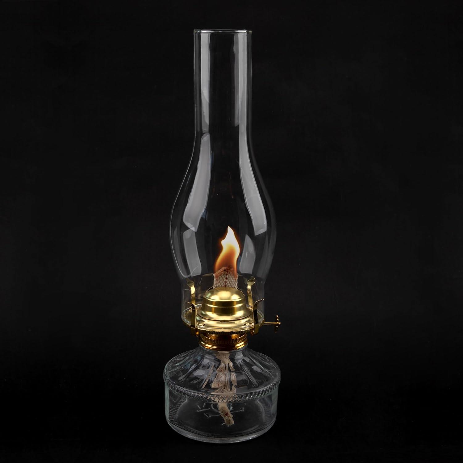 Clear Glass Oil Lamp Chimney Replacement Shade, 3 Inch Base