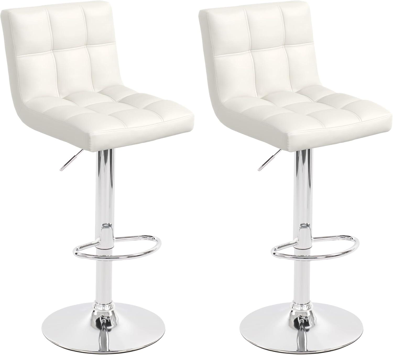 Bar Stools 1 Set Of 2, Counter Height Bar Stools, Square Cushion Bar Stools With Back, Footstool, Cafe, 2 Pieces