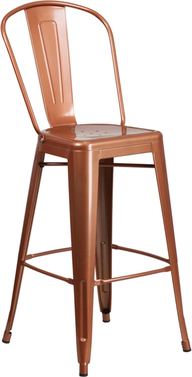 Flash Furniture Commercial Grade 30" High Metal Indoor-Outdoor Barstool with Back