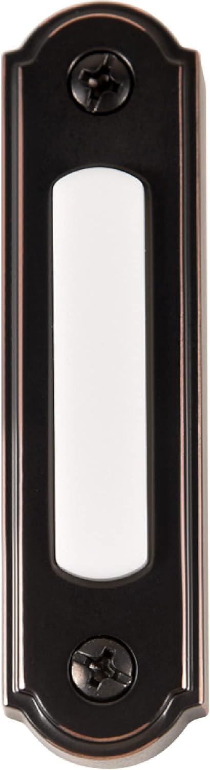 Newhouse Hardware LED Lighted Metal Door Chime Push Button (Oil-Rubbed Bronze) | Surface Mount Lighted Door Bell Button | Replacement Wired Doorbell Button for Most Door Bell Chimes