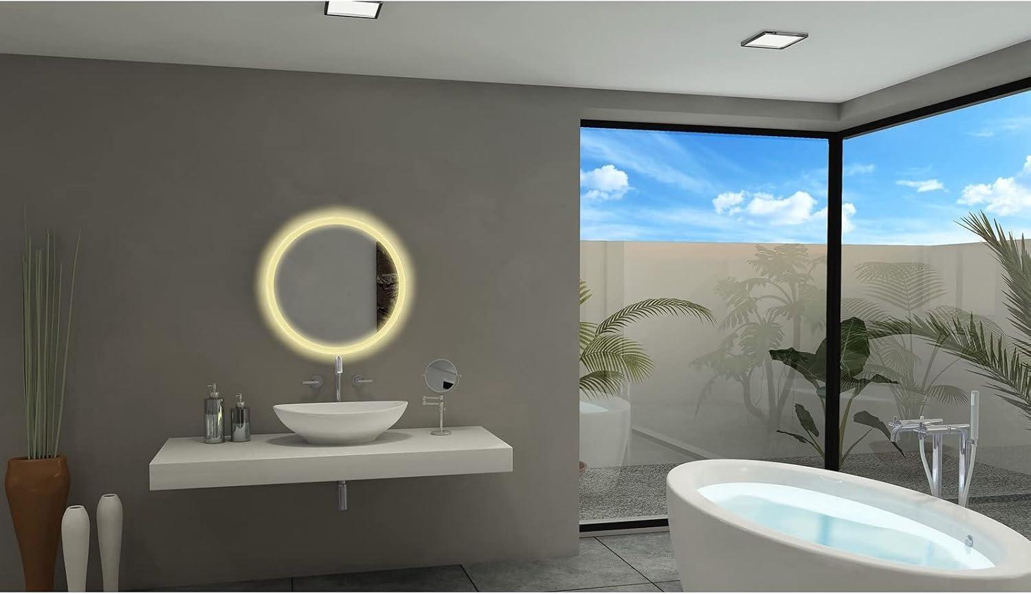 Paris Mirror 24 x 2 x 24 in. Round Mirror with 6000K LED Backlight