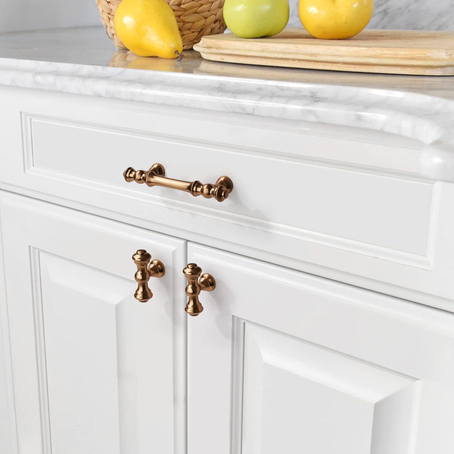 Asidrama 10 Pack Brushed Brass Cabinet Knobs - Gold Dresser & Drawer Knobs for Kitchen Cabinet Hardware