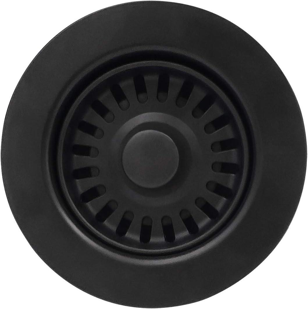 3.5-in Black Sink Strainer Assembly with Stopper for Matching Color of Granite or Fireclay Sinks