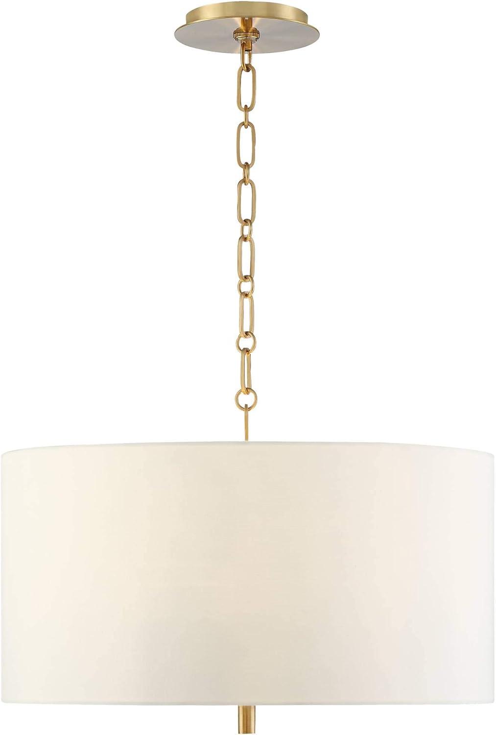 Possini Euro Design Warm Gold Pendant Chandelier 20" Wide Modern White Linen Drum Shade 4-Light Fixture for Dining Room Foyer Kitchen Island Entryway