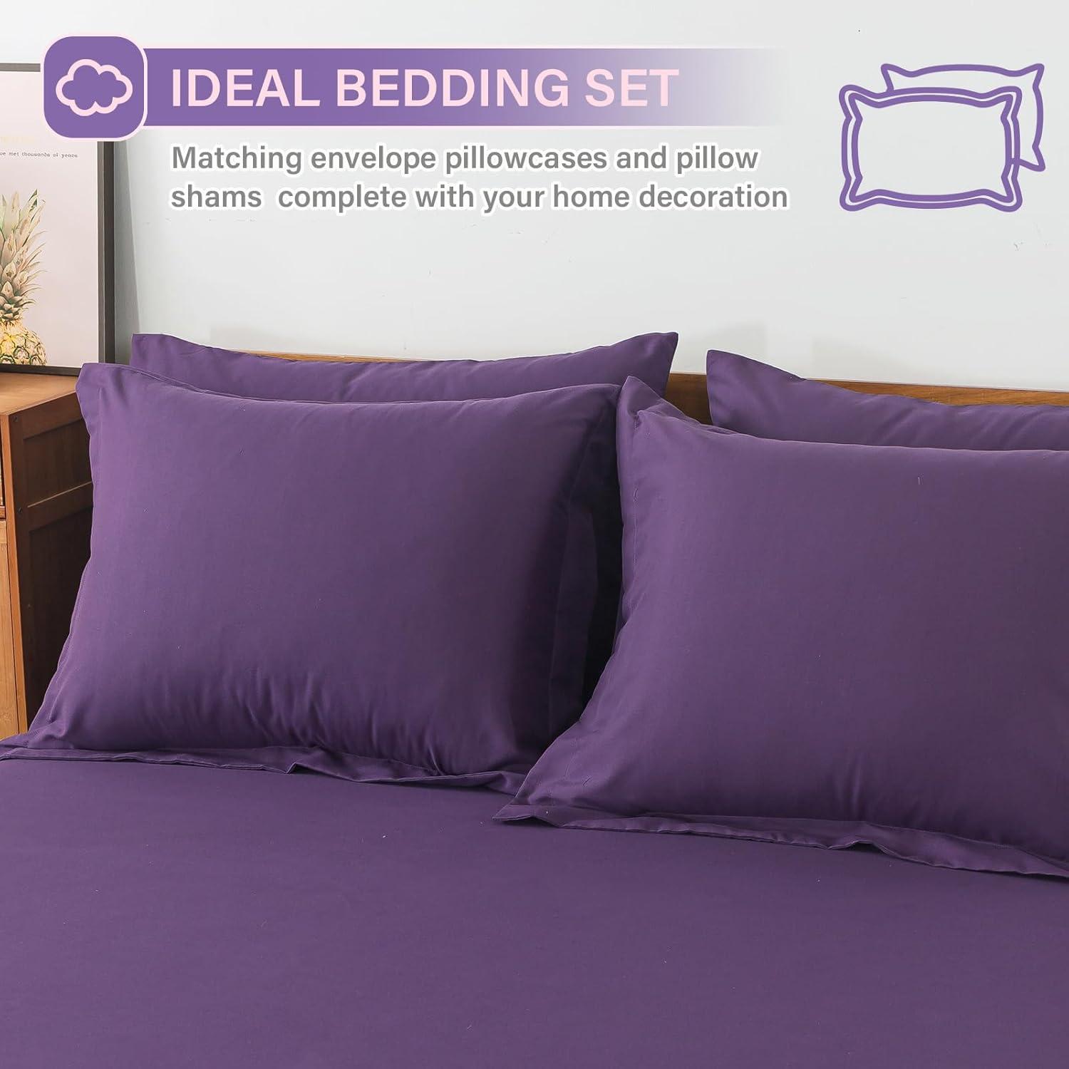 Queen Purple Microfiber Reversible Bed in a Bag Set