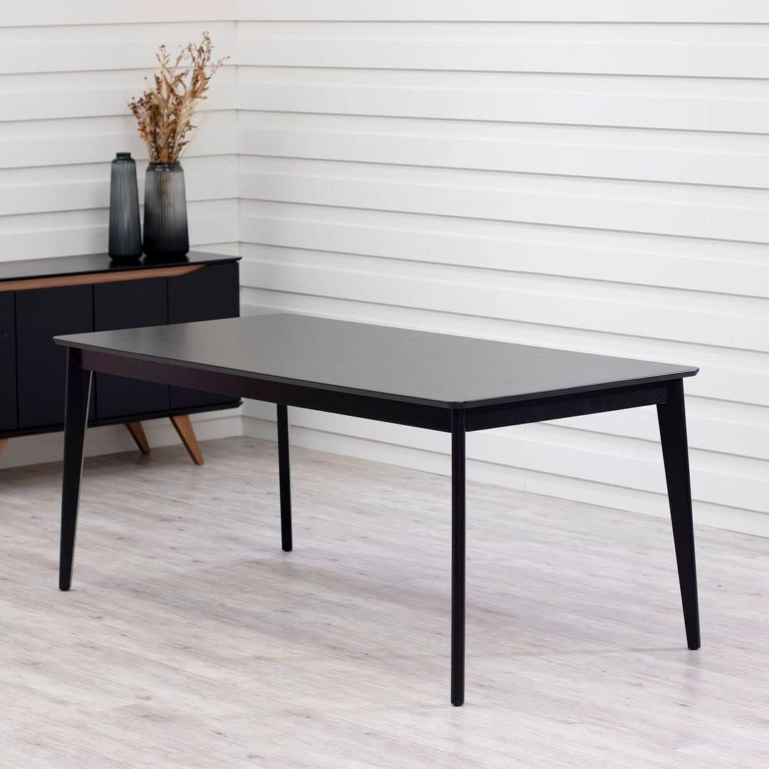 70.86" Tudor Dining Table Black - Manhattan Comfort: Mid-Century Style, Seats 6