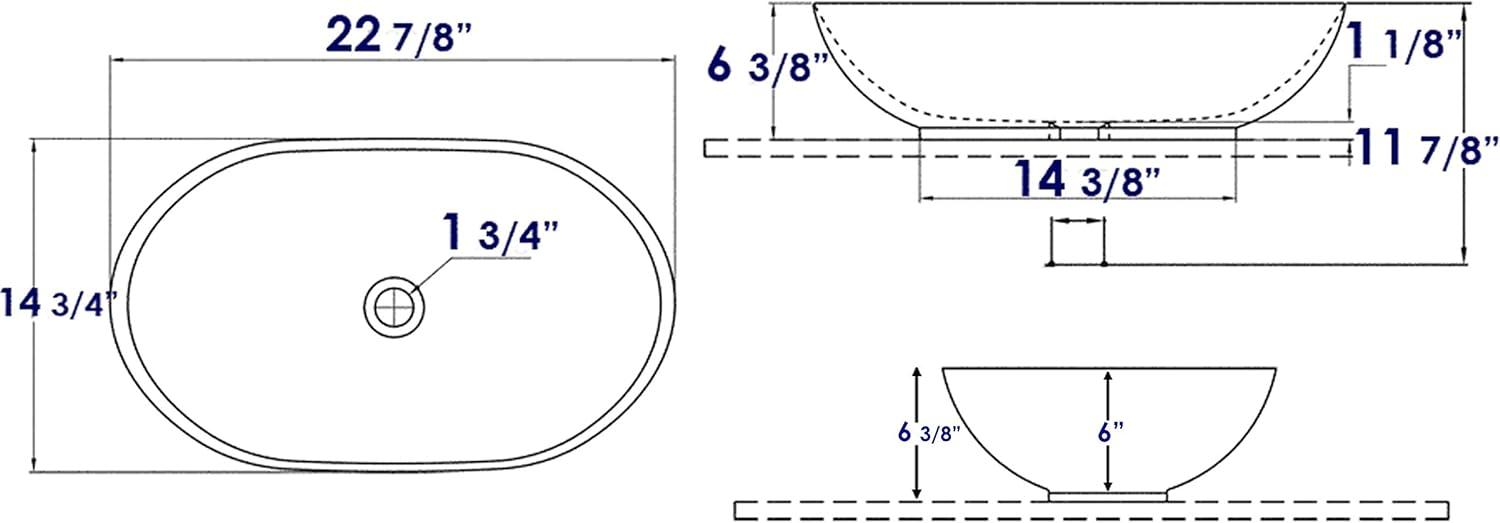 EAGO 14.75'' White Porcelain Oval Bathroom Sink