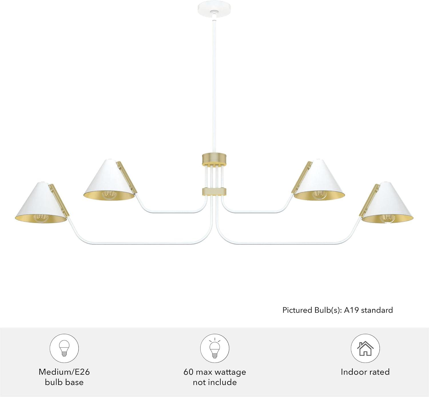 Matte White Mid-Century Inspired 4-Light Geometric Chandelier