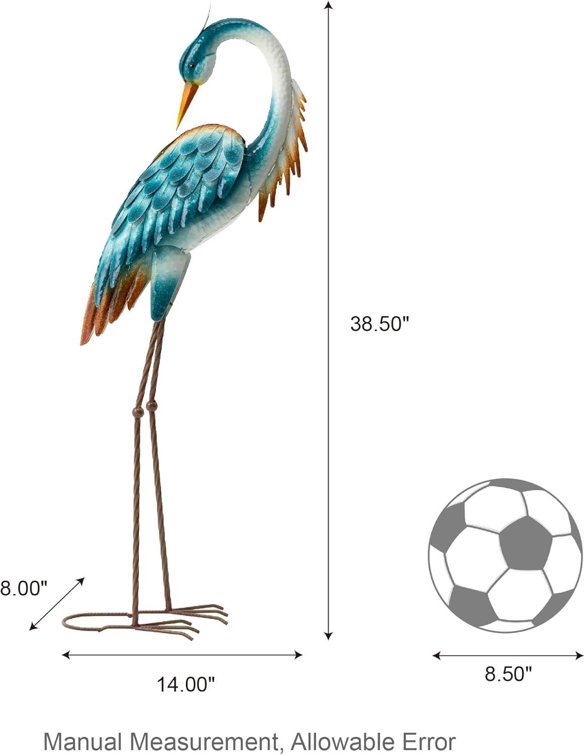 Glitzhome 38.5"H Metal Standing Crane Garden Statue with Stakes (KD) Metal Thickness: 0.35mm