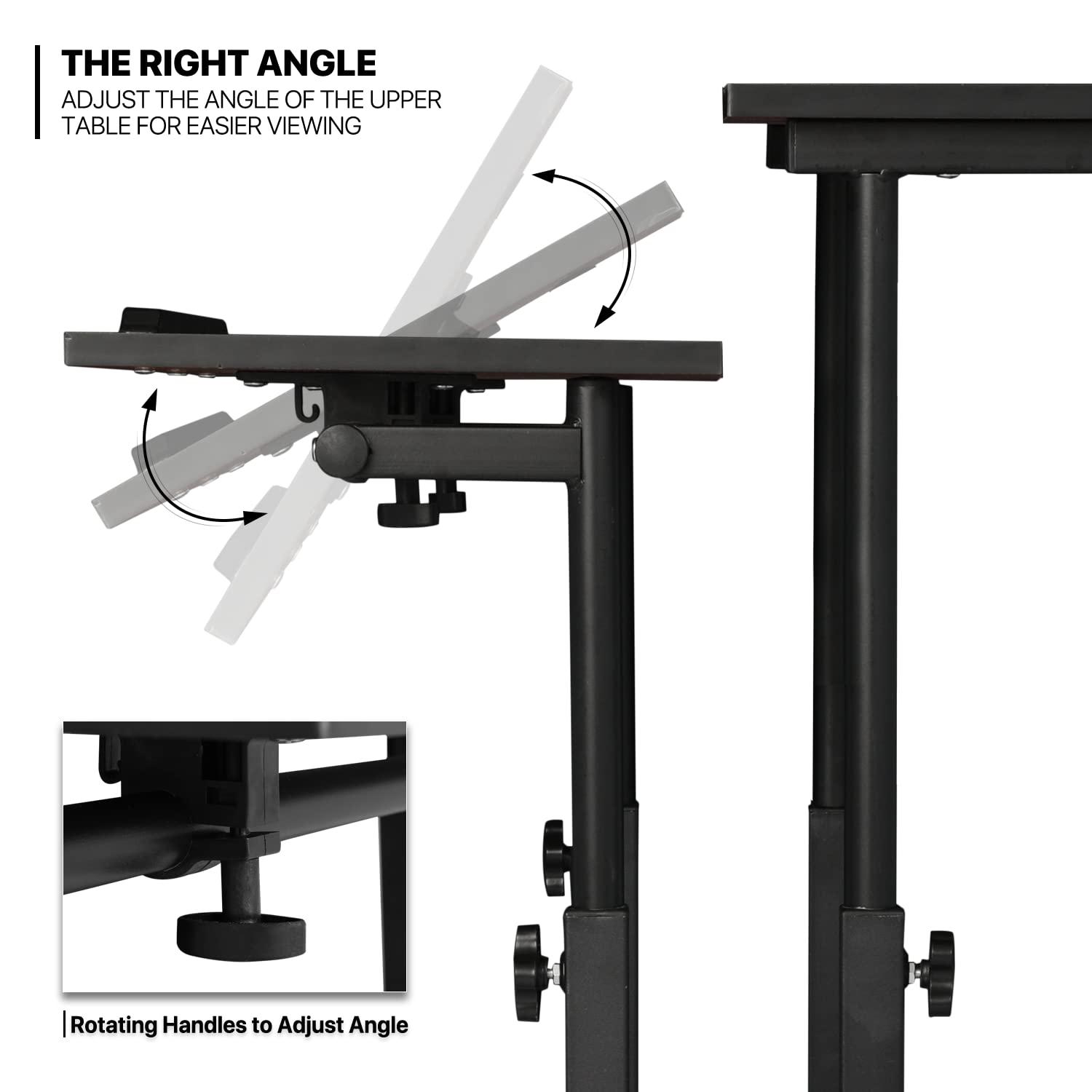 Inbox Zero Oziel Mobile Computer Desk, Adjustable Height Laptop Standing Desk with Tilting Tabletop and Monitor Shelf
