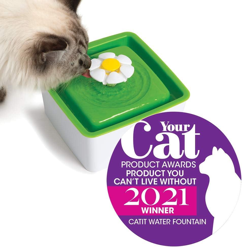 Green and White Mini Flower Cat Water Fountain