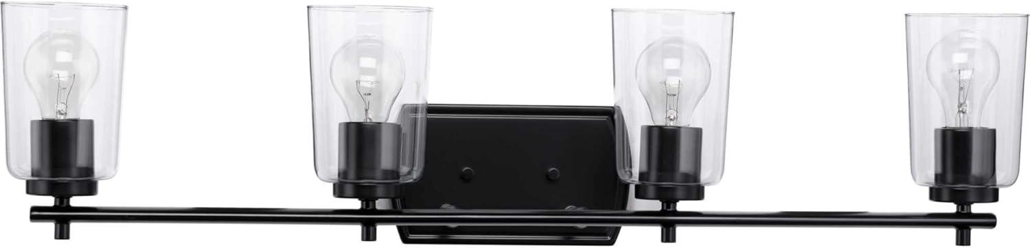 Progress Lighting Adley 4-Light Bath Vanity in Black with Clear Glass Shades