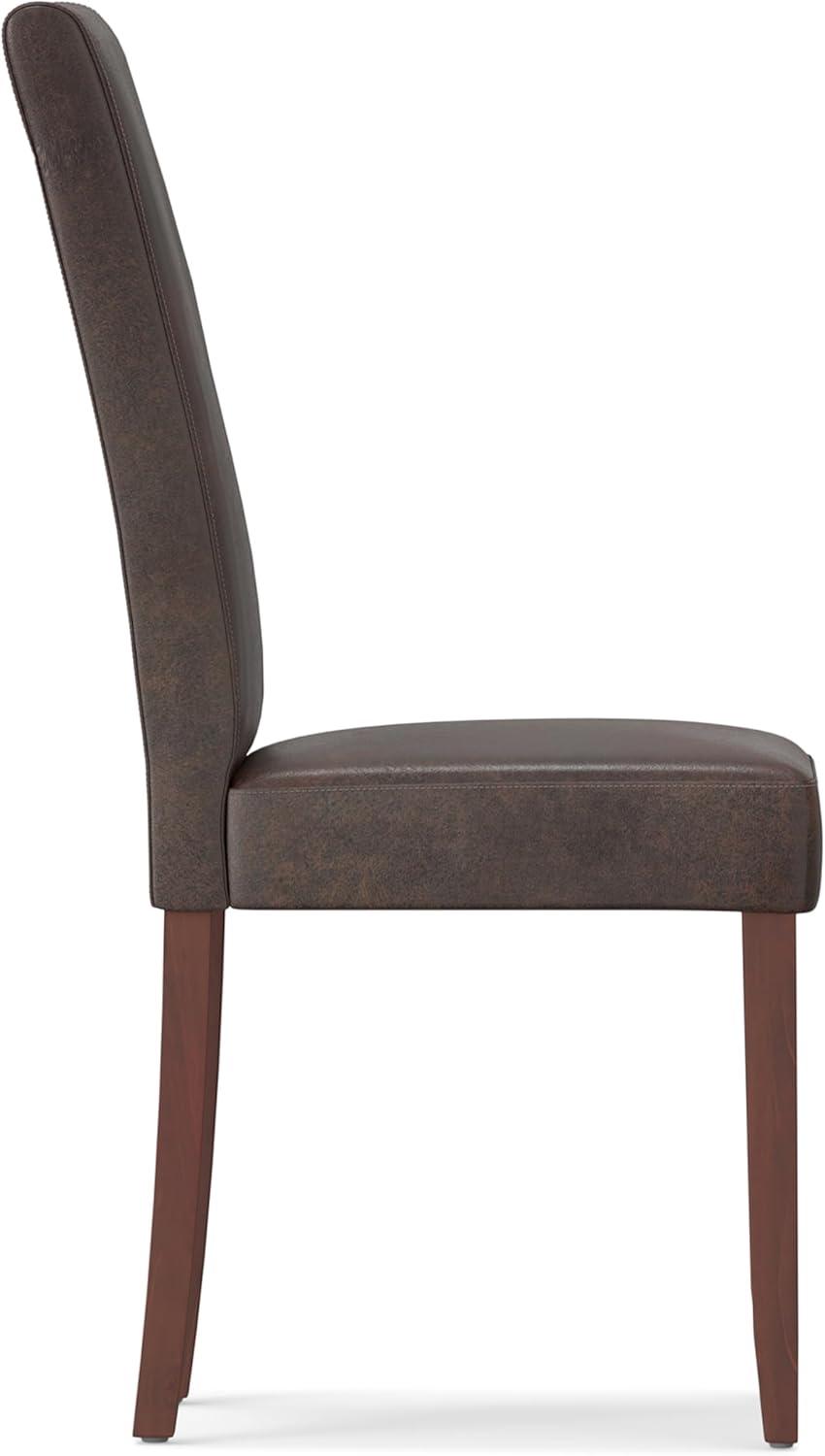 Simpli Home Acadian Solid Wood Parson Dining Chair (Set Of 2) In Distressed Brown