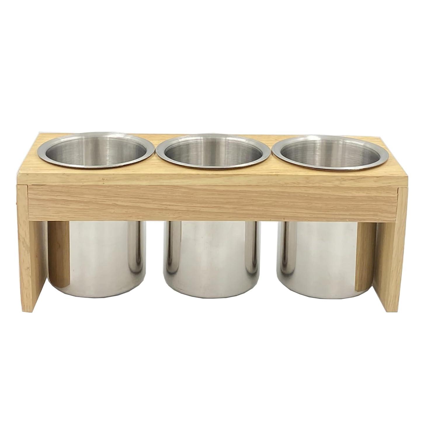 Flatware Caddy Stainless Steel Cutlery Holder with Wood Base