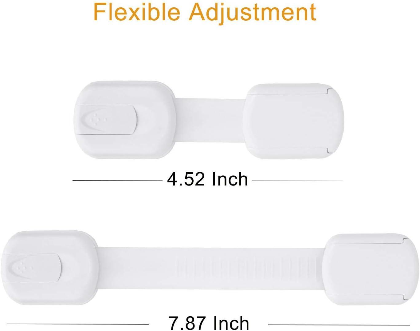 White Adjustable Child Safety Cabinet and Drawer Strap Locks