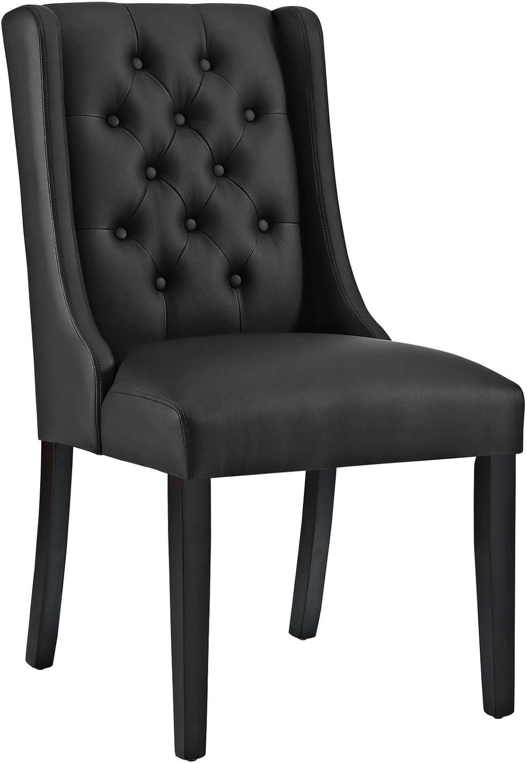 Modway Baronet Modern Tufted Vegan Leather Upholstered Dining Chair in Black