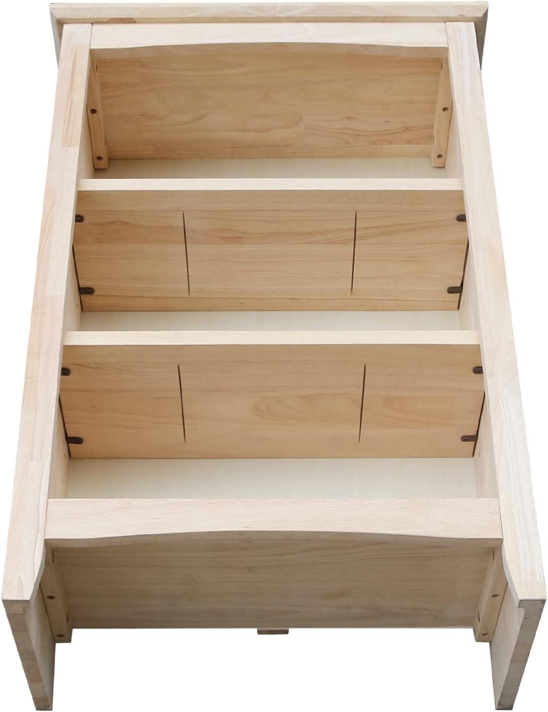 36"x24" Shaker Bookcase Unfinished - International Concepts: Rubberwood Material, 3 Fixed Shelves, Enclosed Back