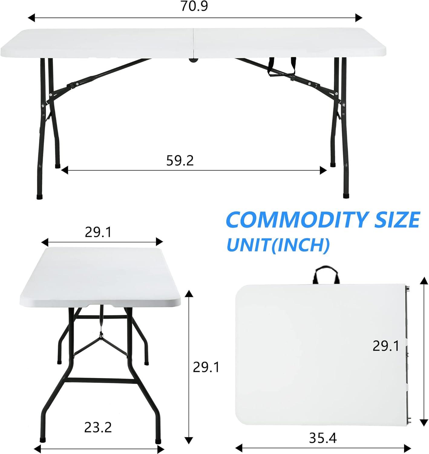 FDW Camping Table Plastic Picnic Table Office Table for Parties Wedding Camping Office with Carrying Handle