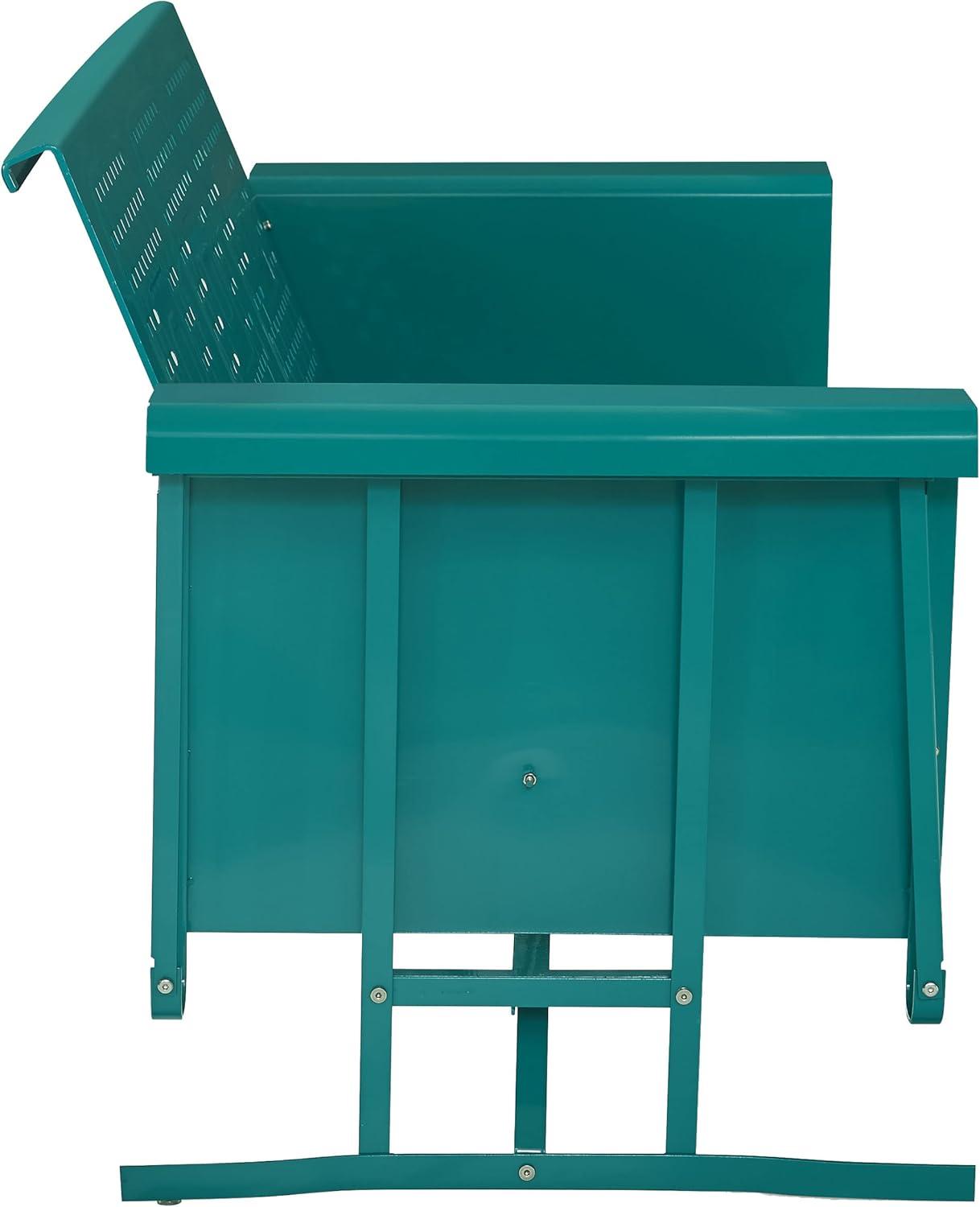 Turquoise Steel Three-Seat Outdoor Sofa Glider