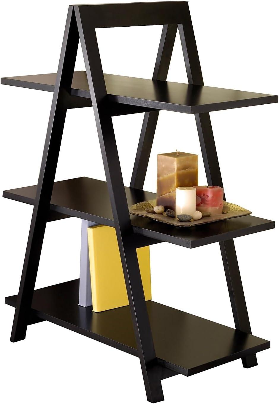 38.39" Aaron A Frame Shelf - Black - Winsome: Lacquered Wood Composite, 3-Tier Storage, Metal Hardware