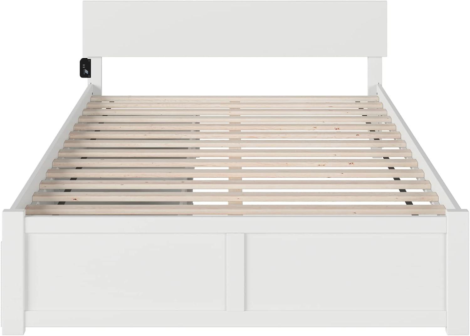 Orlando Queen White Eco-Friendly Hardwood Bed with Storage Drawers