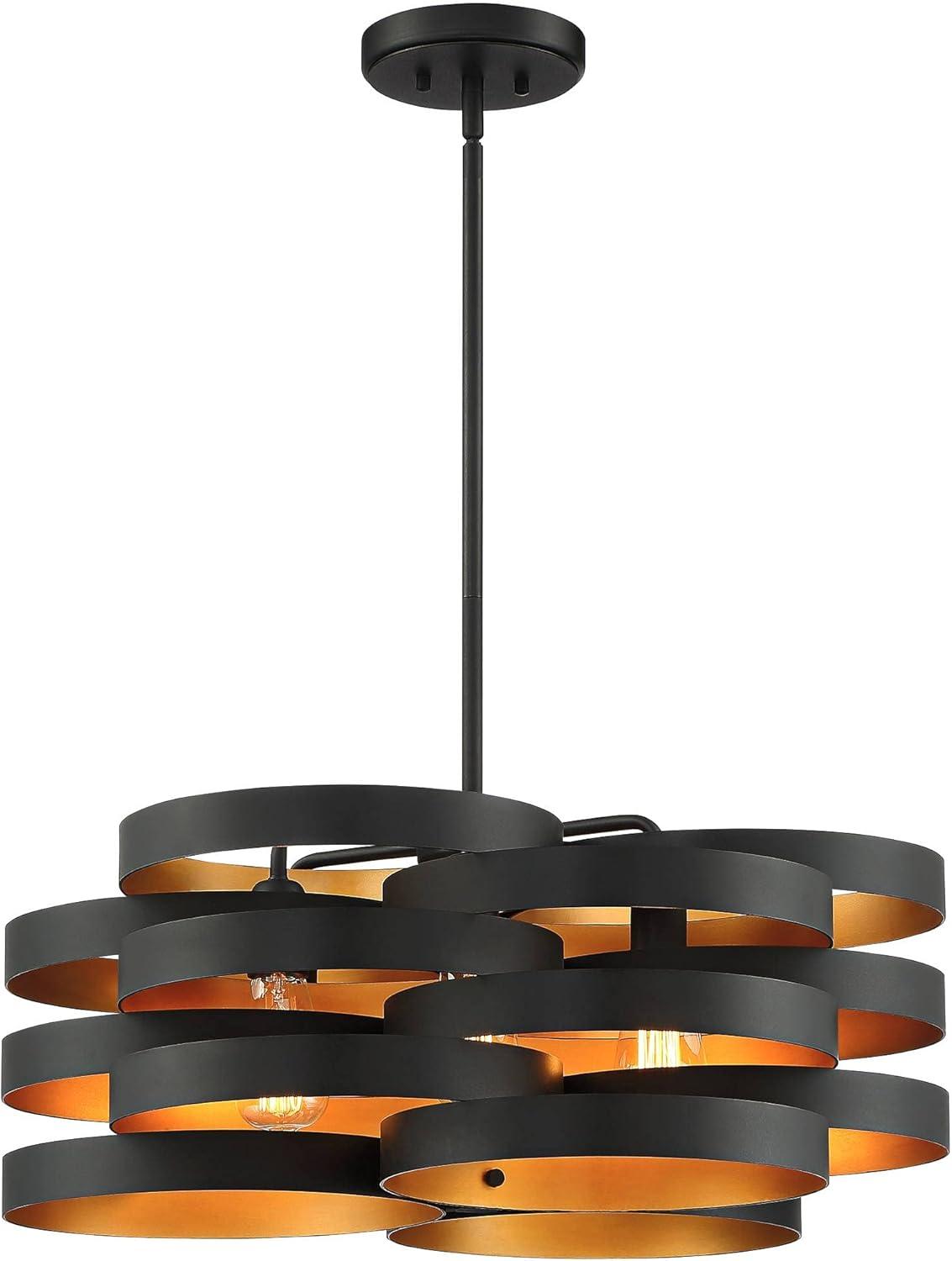 Zia Black Gold 28" Wide Modern Industrial 6-Light Chandelier