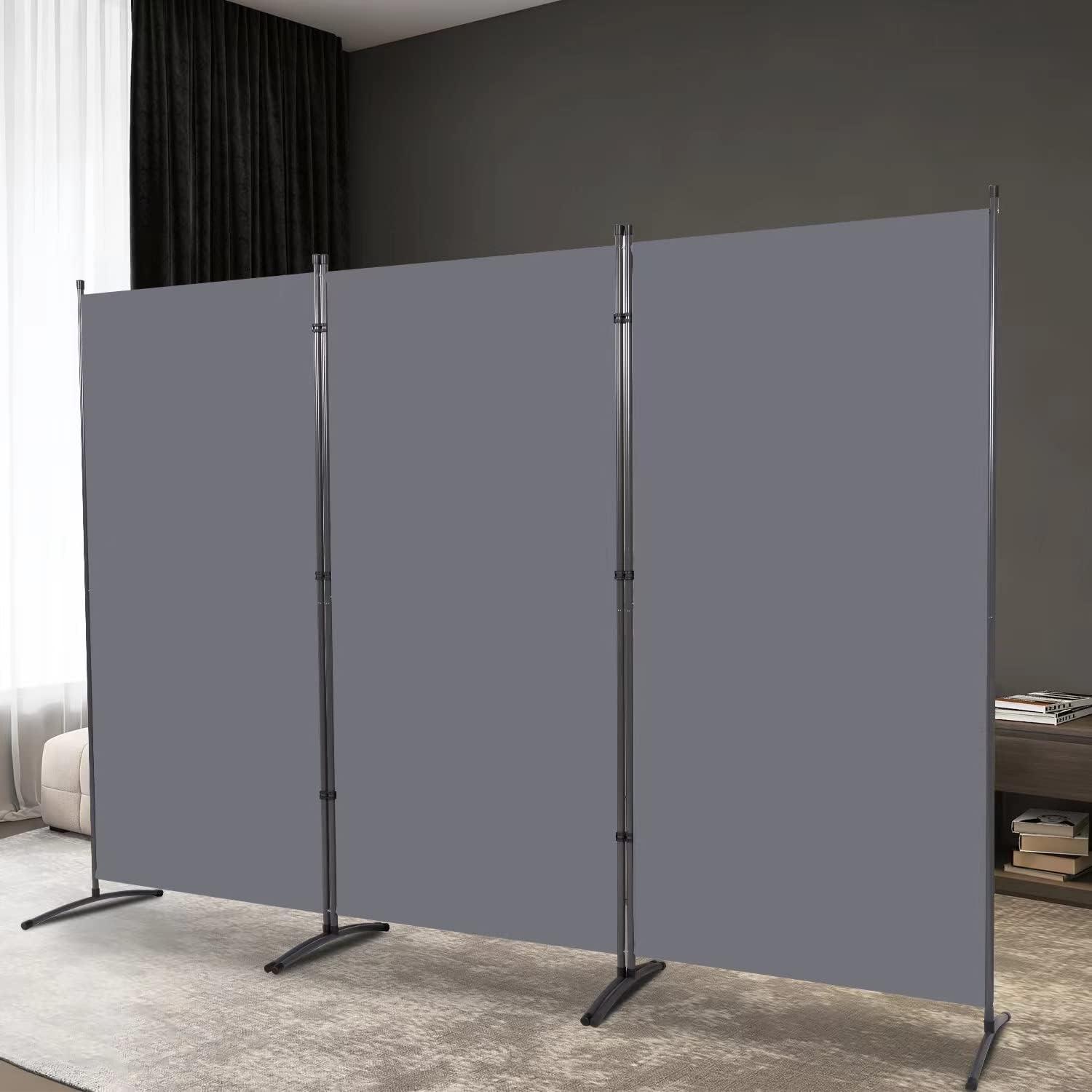 JVVMNJLK Indoor Room Divider,Portable Office Divider,Convenient Movable(3-Panel),Folding Partition Privacy Screen for Bedroom,Dining Room, Study,102" W x 19.7" D x 71.3" H,Dark Gray